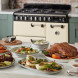 Falcon Classic Deluxe fornuis bovenaanzicht bedieningspaneel met 8 draaiknoppen en display