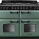 Falcon CLDLB110DFPMGR Classic dubbele oven fornuis vooraanzicht in munt groen met twee ovens
