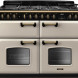 Falcon CLDLB110DFPPCR/AB_E1 fornuis vooraanzicht met gasfornuis, dual oven en kookplaat
