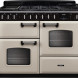 Falcon CLDLO110DFPPCR vooraanzicht crème fornuis met dubbele ovens en gasplaat