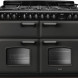 Frontaal Falcon Classic fornuis graphite met gasfornuis en twee ovens