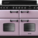 Falcon Classic fornuis roze/lavender met gesloten dubbele ovens, vooraanzicht