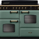 Falcon Classic Deluxe 110 inductiefornuis vooraanzicht groen met twee ovens en inductiekookplaat