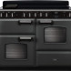 Falcon Classic Deluxe 2026 110 Inductie fornuis, vooraanzicht zwart met dubbele ovens en inductiekookplaat