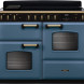 Falcon Classic Deluxe 2026 110 Inductie fornuis vooraanzicht in blauw met twee ovens en inductiekookplaat