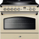 Falcon Classic FX 90 Inductie fornuis, vooraanzicht in crème met zwarte ovendeur