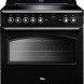 Falcon Classic FX 90 Inductie fornuis vooraanzicht in zwart met bedieningsknoppen en ovenraam