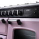 Falcon Classic Deluxe 2026 110 Inductie fornuis, detail bovenpaneel met bedieningsknoppenarrangement en time display in roze variant