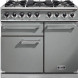 Falcon Deluxe 1000 Gas fornuis in lichtgrijs, vooraanzicht met geïntegreerde ovens