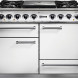 Falcon Deluxe 1092 Gas fornuis in wit, vooraanzicht met ovenkast