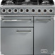 Falcon Deluxe 900 Gas fornuis vooraanzicht met negen gasbrandersplaat en twee ovens in grijs