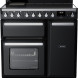 Falcon Estel Deluxe 90 Inductie fornuis, vooraanzicht met inductiekookplaat, bedieningsknoppen en twee ovens