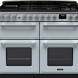 Falcon Estel Deluxe 110 Gas fornuis wit vooraanzicht met gaskookplaat en twee ovens