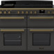 Falcon Estel Deluxe 110 Inductie vooraanzicht met gouden bedieningsknoppen en twee ovens met gouden handgrepen