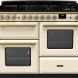 Falcon Estel Deluxe 110 Gas gasfornuis vooraanzicht in crème met twee ovens en tien gasbrandersaat met bedieningsknoppen