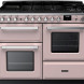 Falcon Estel Deluxe 110 Gas fornuis roze vooraanzicht met gaskookplaat en twee ovens