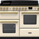 Falcon Estel Deluxe 110 fornuis vooraanzicht crème, dubbele oven met grill, inducitiekookplaat