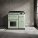 Falcon Estel Deluxe 100 Inductie fornuis in mintgroen vrijstaand in interieur met betonlook