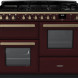 Falcon Estel Deluxe 110 Gas fornuis vooraanzicht bordeauxrood met dubbele oven en gaskookplaat