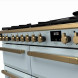 Falcon Estel Deluxe 110 Gas bedieningspaneel bovenaanzicht met draaiknoppen en digitale klok