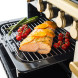 Falcon Estel Deluxe 110 Gas ovenruimte met zalm en groenten op uitschuifbare roosters in Mint-uitvoering