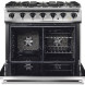Falcon 900S fornuis met geopende dubbele ovendeur en interieur met roosters en grill