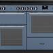 Falcon Infusion 110 Inductie 2026 fornuis, blauwe uitvoering, vooraanzicht met inductiekookplaat, twee ovens en bedieningspaneel