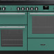 Falcon Infusion 110 Inductie 2026 fornuis groen, vooraanzicht met inductiekookplaat en twee ovens