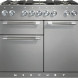 Falcon Mercury 1082 fornuis vooraanzicht met grijze afwerking, negen gasbranderspitten en twee ovens