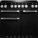 Falcon Mercury 1082 Inductie fornuis zwart, vooraanzicht met inductiekookplaat, bedieningsknoppen en twee ovens