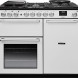 Falcon NEX100DFPWHT/CM_E1 fornuis vooraanzicht met dubbele oven en gasfornuis met bedieningspaneel
