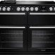 Falcon NEXB110EIPCBL/CM zwart vooraanzicht met bedieningsknoppen, kookplaat en dubbele oven
