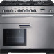 Falcon Professional Deluxe 100 Gas Stainless Steel fornuis, vooraanzicht in RVS grijs