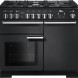 Falcon PDL100DFCY/C zwart gasstel met twee ovens, vooraanzicht