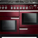 Falcon Professional Deluxe 110 Gas fornuis cranberry, vooraanzicht met gaskookplaat en twee ovens