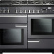 Falcon Professional Deluxe 110 Gas fornuis donkergrijs, vooraanzicht met gaskookplaat en twee ovens