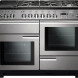 Falcon Professional Deluxe 110 Gas fornuis grijs staal, vooraanzicht met gaskookplaat en twee ovens