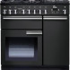 Falcon Professional Deluxe 90 Gas fornuis zwart vooraanzicht met zes gaspitten en dubbele ovens