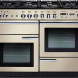 Falcon Professional+ 110 Gas Cream fornuis, vooraanzicht in crème finish met twee ovens