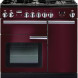 Falcon Professional+ 90 Gas fornuis Cranberry rood volledige vooraanzicht met gasplaat en twee ovens