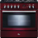 Falcon FXP 90 Gas Slate Chrome fornuis vooraanzicht met vijf gasbranders, bedieningspanelen en dubbele ovendeuren