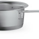 Fissler Phi Collection steelpan 16cm vooraanzicht met lange steel en deksel met schaalverdeling