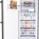 Frilec BREMEN295-NF-040CDI koelkast vrieskast, geopende deur met vrieslade vol ingevroren producten