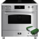 90 cm breed ELEMENTI DI CUCINA IC9034-IX-S vrijstaand inductie fornuis met geïntegreerde afzuigkap