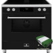 Zwart vrijstaand fornuis met afzuiging en elektrische oven – Elementi di Cucina