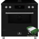 Elementi di Cucina IM9034-ZW-S fornuis 90 cm breed met inductie en afzuiging in hoogglans zwart