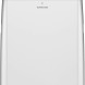 Inventum AC126WH mobiele airco, frontaal bovenaanzicht met wielen en afvoerslang-aansluiting