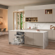 Miele G 7281 vaatwasser ingebouwd in keukeneiland met uittrekbare laden vol servies