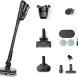 Miele TriflexHX3Aqua stofzuiger met accessoires en reinigingsmiddel, zijkant en onderkant volledig getoond