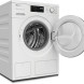 Miele WEG888 WCS wasdroger met geopende deur en zichtbare trommel, profielaanzicht